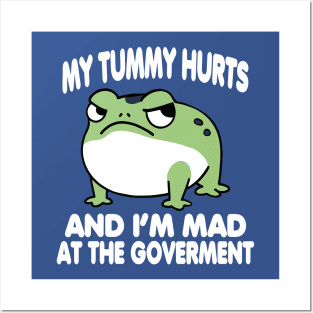 My Tummy Hurts And I_m MAD At The Government Funny Frog Meme Posters and Art